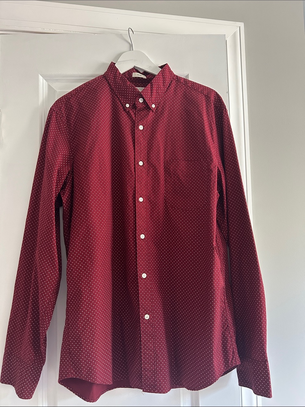 J. Crew Men's Burgundy Dot Button-Down Shirt